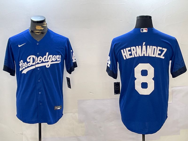 Men Los Angeles Dodgers #8 Hernandez Blue Game 2024 Nike MLB Jersey style 1121->customized nfl jersey->Custom Jersey
